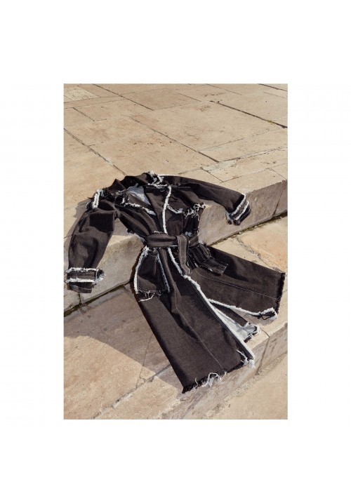 Black frayed denim trench Black frayed denim trench