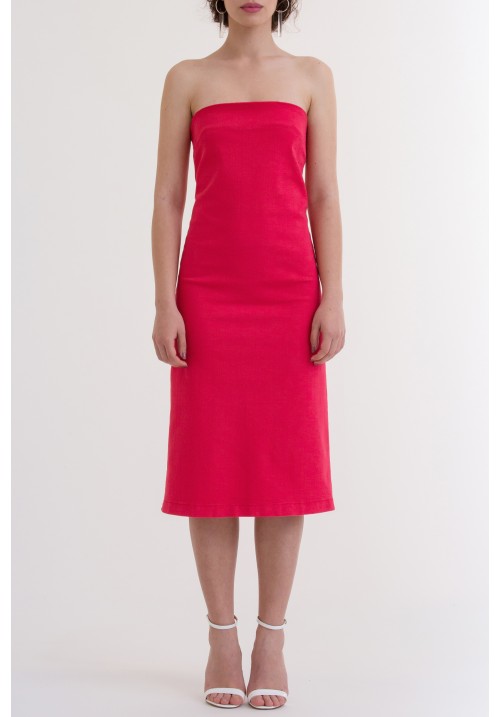 Strapless pink denim dress Strapless pink denim dress