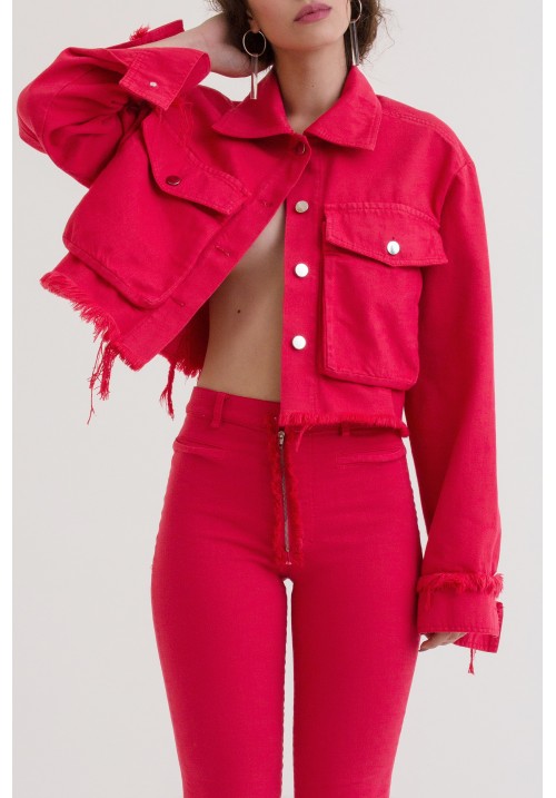 Pink denim cropped jacket Pink denim cropped jacket