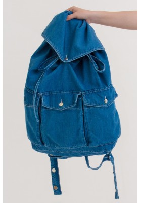 Blue denim backpack