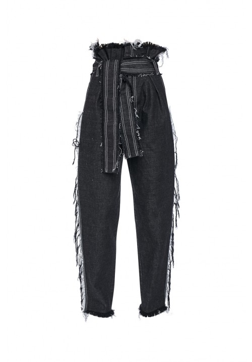 Highwaisted black frayed denim pants Highwaisted black frayed denim pants