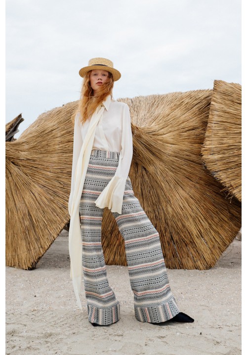 Pattern fabric flared pants Pattern fabric flared pants