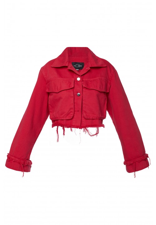 Pink denim cropped jacket Pink denim cropped jacket