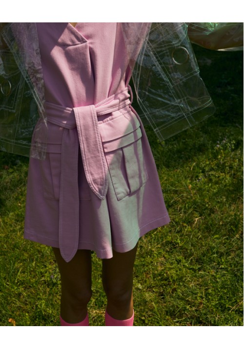 The mini denim dress dyed in pink The mini denim dress dyed in pink