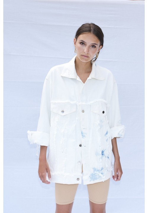 Blue iconic denim jacket, hand bleached Blue iconic denim jacket, hand bleached
