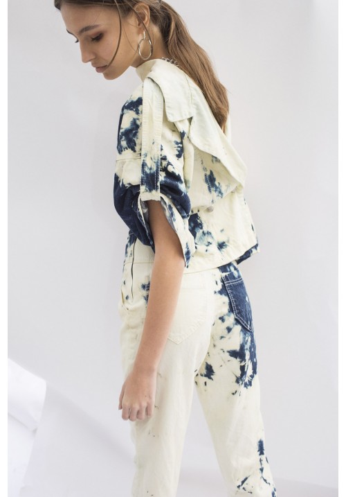 The front-back jumpsuit in navy, hand bleached The front-back jumpsuit in navy, hand bleached