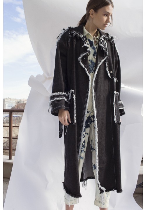 The black frayed denim trench The black frayed denim trench