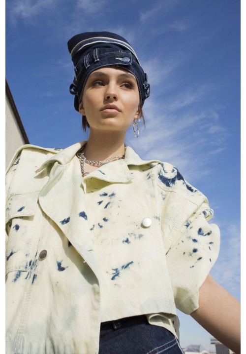 The light denim blouse/jacket, hand bleached The light denim blouse/jacket, hand bleached