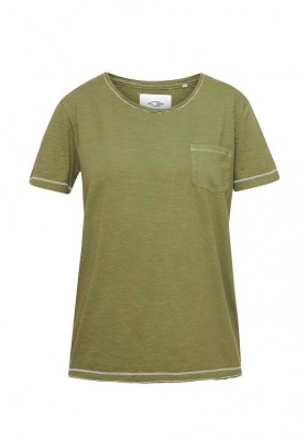 Khaki green cotton t-shirt with pocket
