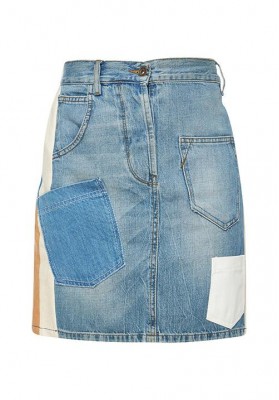 The "patch-mix" recycled mini denim skirt version 1