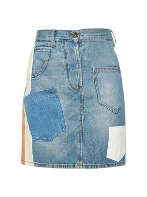 The "patch-mix" recycled mini denim skirt version 1