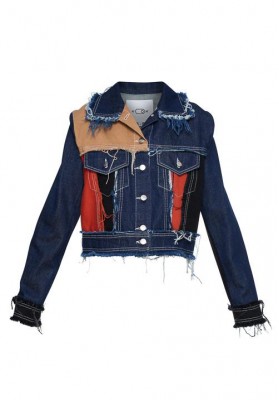 The cropped "patch-mix" denim recycle jacket