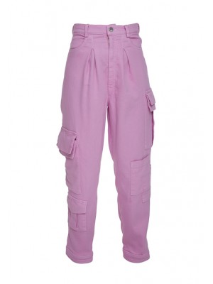 The denim pant with pockets dyed in pink
