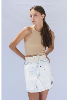 Hand bleached mini denim skirt (lighter version)