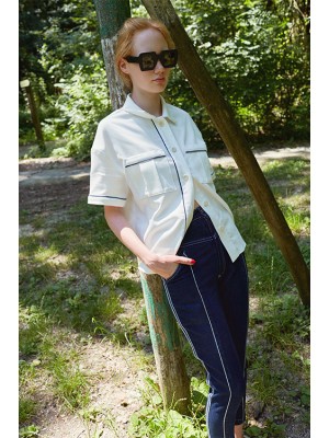 The fitted denim pant in navy